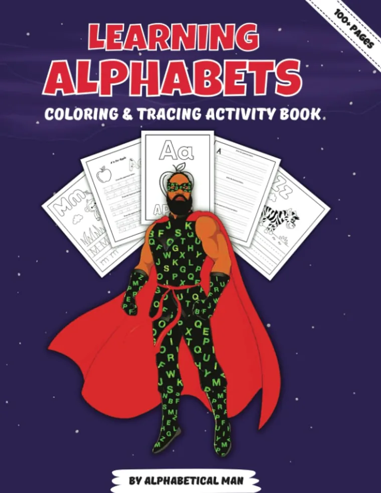 Front cover of Learning Alphabets Tracing and Coloring Activity Book by Alphabetical Man